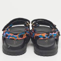 Pre Owned Dior Multicolor Floral Print Fabric DiorAct Sandals Size 37