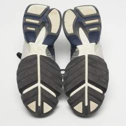 Pre Owned حذاء رياضي ديور دي-كونكت قماش محبوك أزرق كحلي وبي في سي برباط مقاس 39