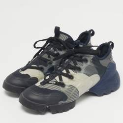 Pre Owned حذاء رياضي ديور دي-كونكت قماش محبوك أزرق كحلي وبي في سي برباط مقاس 39