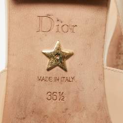 Pre Owned حذاء فلات سلايد باك ديور جلد لامع بيج J'Adior مقاس 36.5