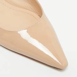 Pre Owned حذاء فلات سلايد باك ديور جلد لامع بيج J'Adior مقاس 36.5