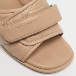 Pre Owned Dior Beige Leather Cannage Evolution Slide Sandals Size 40