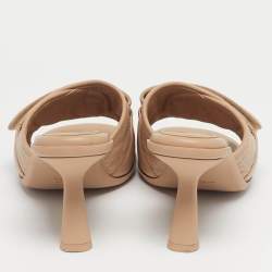 Pre Owned Dior Beige Leather Cannage Evolution Slide Sandals Size 40