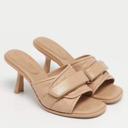 Pre Owned Dior Beige Leather Cannage Evolution Slide Sandals Size 40