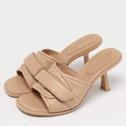 Pre Owned Dior Beige Leather Cannage Evolution Slide Sandals Size 40