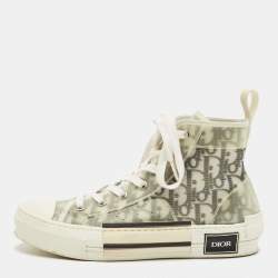 Pre Owned Dior Grey/Transparent PVC and Nylon B23 High Top Sneakers Size 38.5