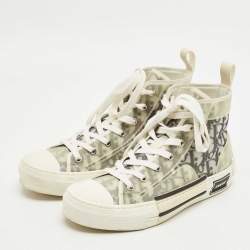 Pre Owned Dior Grey/Transparent PVC and Nylon B23 High Top Sneakers Size 38.5