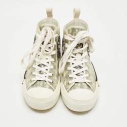 Pre Owned Dior Grey/Transparent PVC and Nylon B23 High Top Sneakers Size 38.5