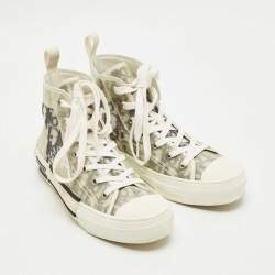 Pre Owned Dior Grey/Transparent PVC and Nylon B23 High Top Sneakers Size 38.5