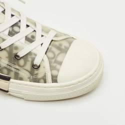 Pre Owned Dior Grey/Transparent PVC and Nylon B23 High Top Sneakers Size 38.5