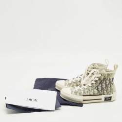 Pre Owned Dior Grey/Transparent PVC and Nylon B23 High Top Sneakers Size 38.5