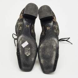 Pre Owned Dior Black Lace and Suede Naughtily D Ankle Length Boots Size 38.5