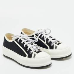 Pre Owned Dior Black/White Canvas Walk'n'Dior Low Top Sneakers Size 38