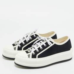 Pre Owned Dior Black/White Canvas Walk'n'Dior Low Top Sneakers Size 38