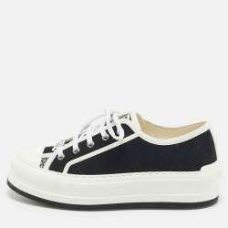 Pre Owned Dior Black/White Canvas Walk'n'Dior Low Top Sneakers Size 38