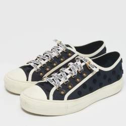 Pre Owned Dior Navy Blue Canvas and Rubber Walk'n'Dior Low Top Sneakers Size 39.5