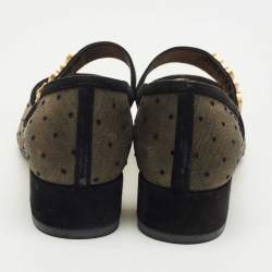 Pre Owned Dior Beige/Black Mesh and Suede Mary Jane Pumps Size 39
