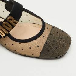 Pre Owned Dior Beige/Black Mesh and Suede Mary Jane Pumps Size 39