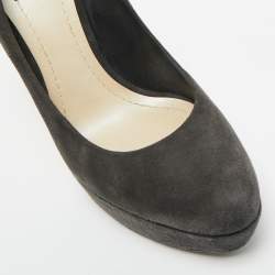 Pre Owned Dior Grey Suede Platform Pumps Size 38