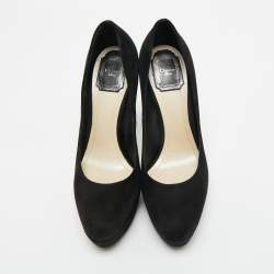 مملوكة مسبقًا حذاء كعب عالي ديور شامواه أسود نعل سميك مقاس 38