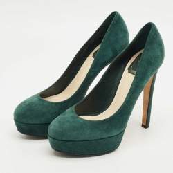 Pre Owned Dior Green Suede Platform Pumps Size 38