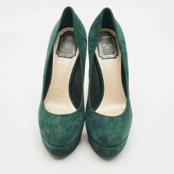 Pre Owned Dior Green Suede Platform Pumps Size 38