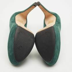Pre Owned Dior Green Suede Platform Pumps Size 38