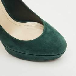 Pre Owned Dior Green Suede Platform Pumps Size 38