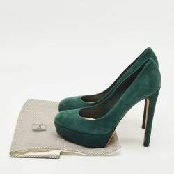 Pre Owned Dior Green Suede Platform Pumps Size 38