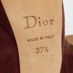 Pre Owned Dior Burgundy Suede Platform Pumps Size 37.5