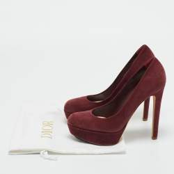 Pre Owned Dior Burgundy Suede Platform Pumps Size 37.5