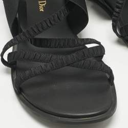 مملوكة مسبقًا Dior Black Fabric Elastic Straps Flat Sandals Size 40