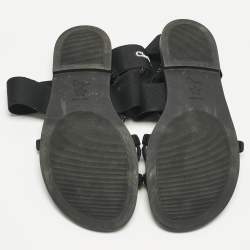 مملوكة مسبقًا Dior Black Fabric Elastic Straps Flat Sandals Size 40