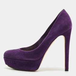 Pre Owned Dior Purple Suede Round Toe Platform Pumps Size 38