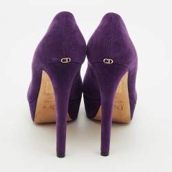 Pre Owned Dior Purple Suede Round Toe Platform Pumps Size 38