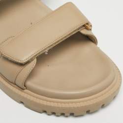 Pre Owned Dior Beige Leather DiorAct Slingback Flat Sandals Size 39