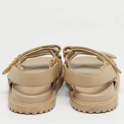 Pre Owned Dior Beige Leather DiorAct Slingback Flat Sandals Size 39