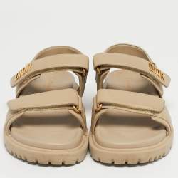 Pre Owned Dior Beige Leather DiorAct Slingback Flat Sandals Size 39