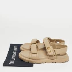 Pre Owned Dior Beige Leather DiorAct Slingback Flat Sandals Size 39