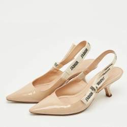 Pre Owned Dior Beige Fabric and Patent Leather J'Adior Pumps Size 38