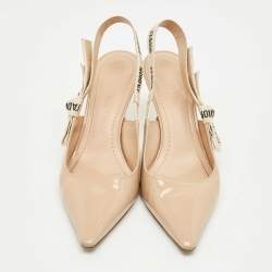Pre Owned Dior Beige Fabric and Patent Leather J'Adior Pumps Size 38