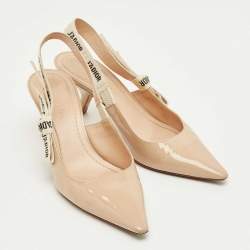 Pre Owned Dior Beige Fabric and Patent Leather J'Adior Pumps Size 38