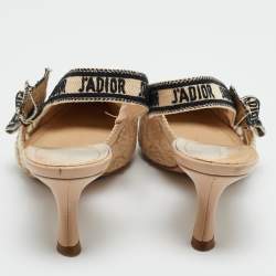 Pre Owned Dior Beige Fabric and Leather J'Adior Slingback Pumps Size 38.5