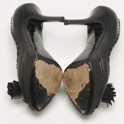 مملوكة مسبقًا Dior Black Leather Bow Peep Toe Pumps Size 36