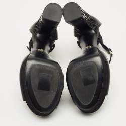 Pre Owned Dior Black Leather Rainbow Stellar Platform Sandals Size 36