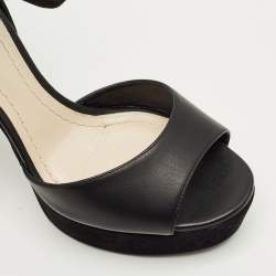 Pre Owned Dior Black Leather Rainbow Stellar Platform Sandals Size 36