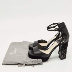 Pre Owned Dior Black Leather Rainbow Stellar Platform Sandals Size 36