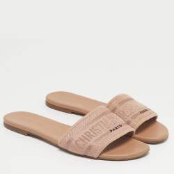 Pre Owned Dior Beige Canvas Dway Slide Sandals Size 40.5