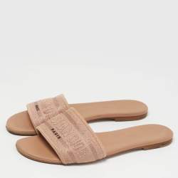 Pre Owned Dior Beige Canvas Dway Slide Sandals Size 40.5