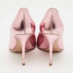 Pre Owned Dior Metallic Pink Leather Cherie Pointed-Toe Pumps Size 36